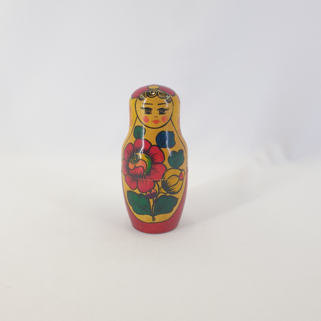 Матрешка, дерево роспись, высота 11 см, винтаж СССР. Картинка 1